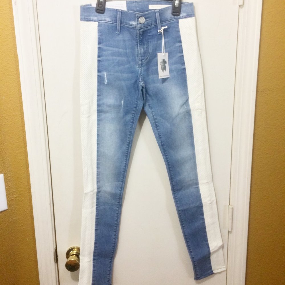 Black Orchid women's size 26 two tone POOL PARTY mesh stretch skinny jeans 26x30